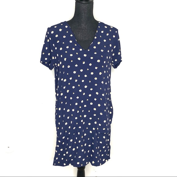 Madewell Navy Blue Button Easy Dress in Daisy Dot - Picture 3 of 14